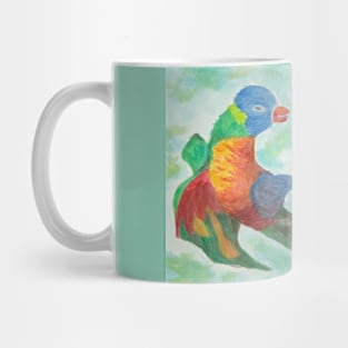 Colorfull parrots fight Mug